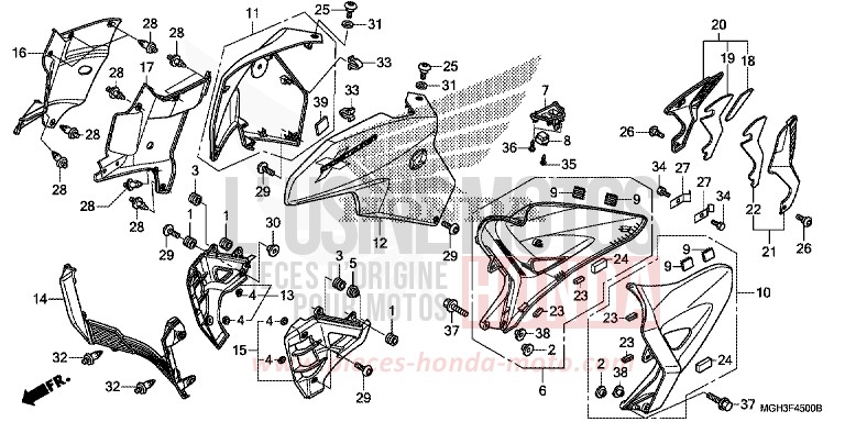 MIDDLE COWL for VFR1200X Dual Clutch PEARL SUNBEAM WHITE (NHA66) from 2012